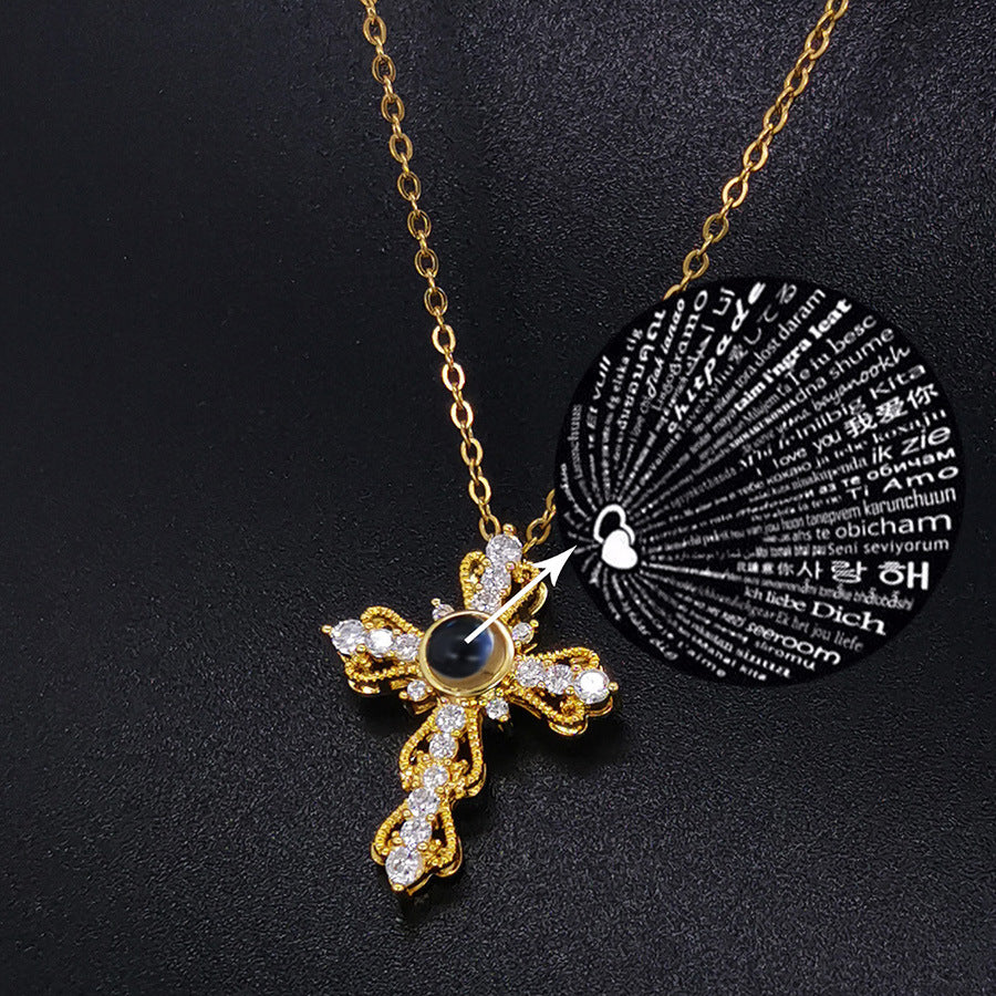 Collar Cruz Te Amo 100 Idiomas Con Caja