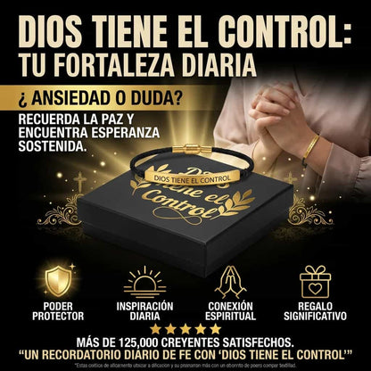 Pulsera Dios tiene el control + Caja de Lujo